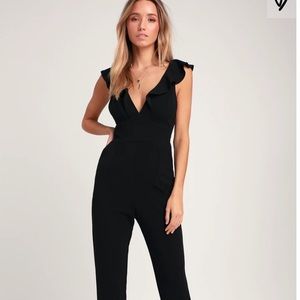 LULUS NWT Leilani Ruffle Jumpsuit Black